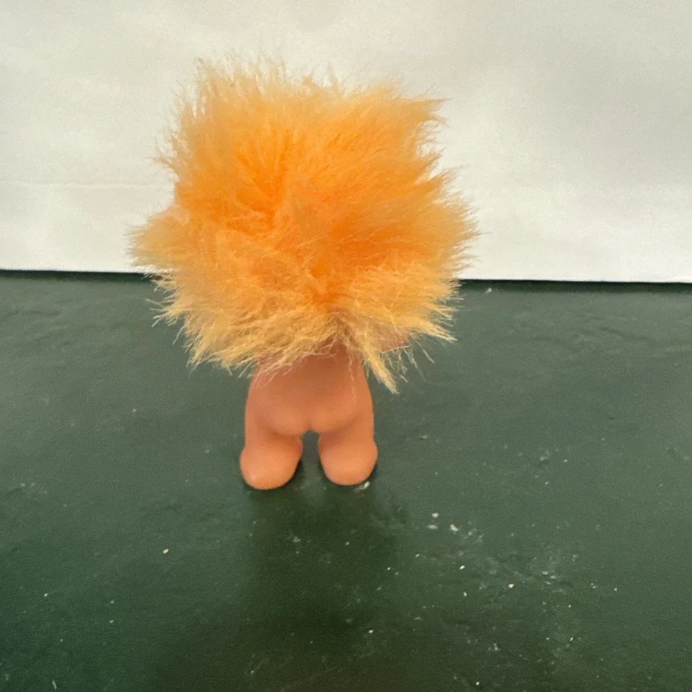 Vintage 1985 DAM Troll Doll Orange Hair Green headband RARE